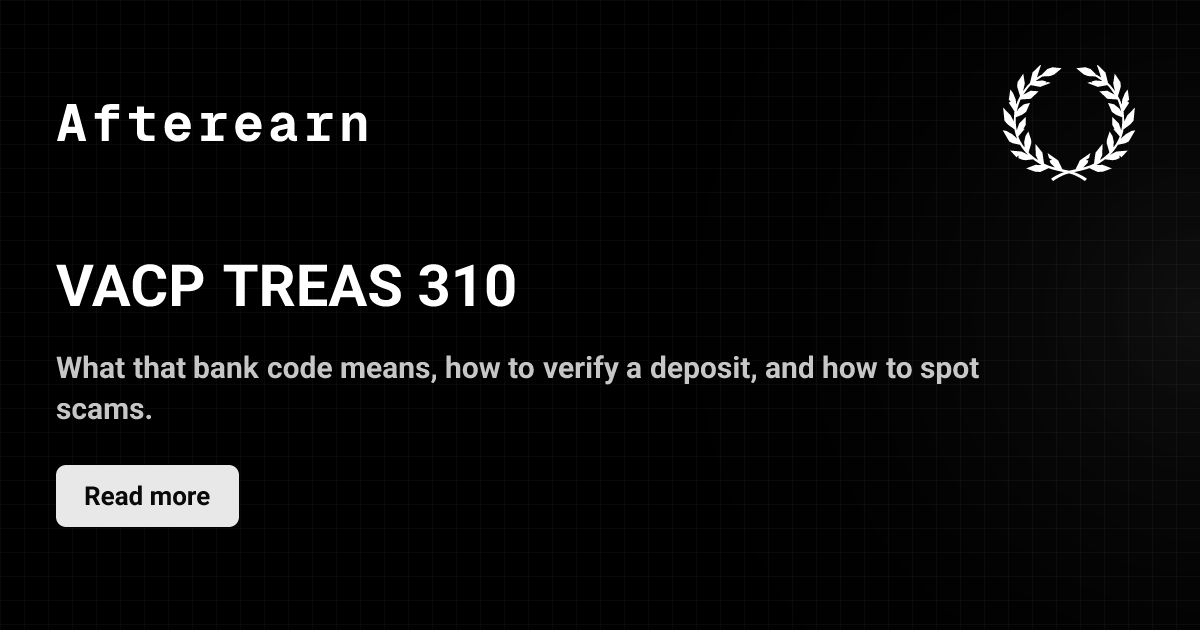 VACP TREAS 310: What This Bank Code Means | AfterEarn